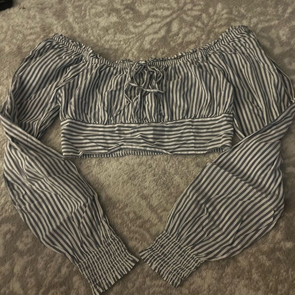 Striped Off-Shoulder Crop Top